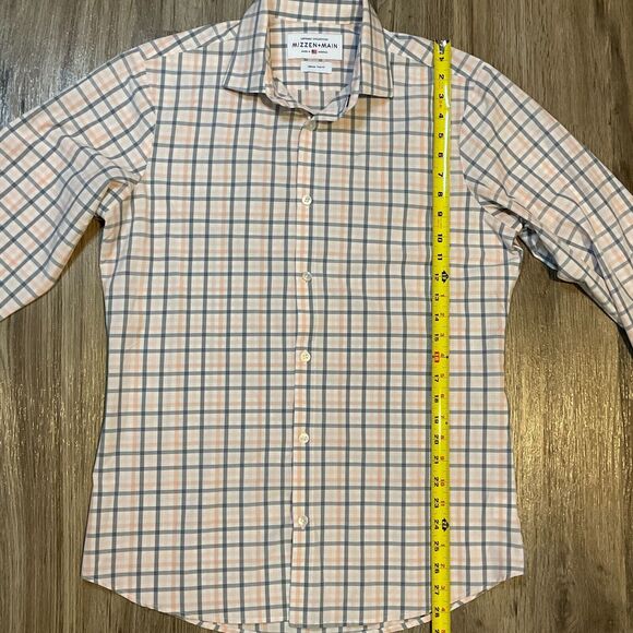 Mizzen+Main Mens Shirt Medium Gray Pink Leeward Trim Fit Check‎ Plaid Button Up - Picture 7 of 8
